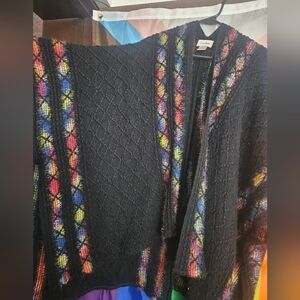 La moda Soft Rainbow Black knit Tunic Cardigan